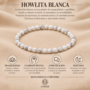 Pulsera Howlita Blanca 4mm Elasticada