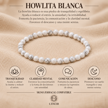 Pulsera Howlita Blanca 4mm Elasticada