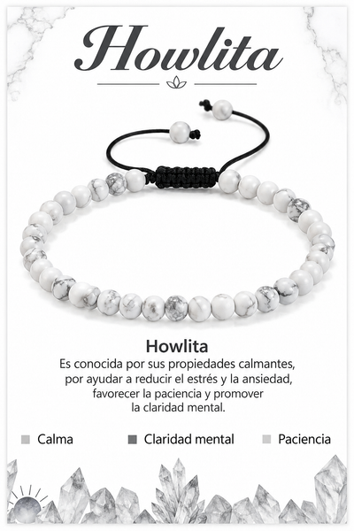 Pulsera Howlita blanca 4mm Nudo Corredizo