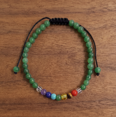 Pulsera 7 chakras Con Jade Verde 4mm
