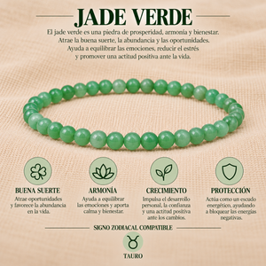 Pulsera Jade Verde 4mm Elasticada