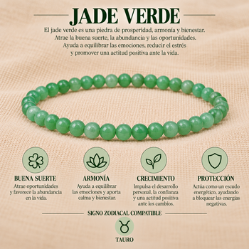 Pulsera Jade Verde 4mm Elasticada