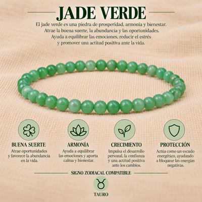 Pulsera Jade Verde 4mm Elasticada