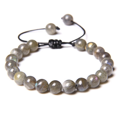 Pulsera Labradorita Natural Tejida 8mm
