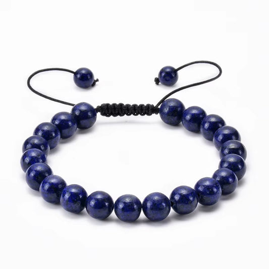 Pulsera Lapislazuli Natural Tejida 8mm