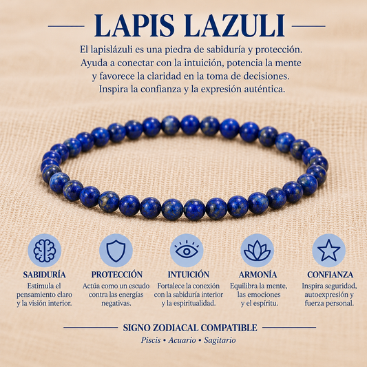 Pulsera Lapislazuli Afgano 4mm Elasticada