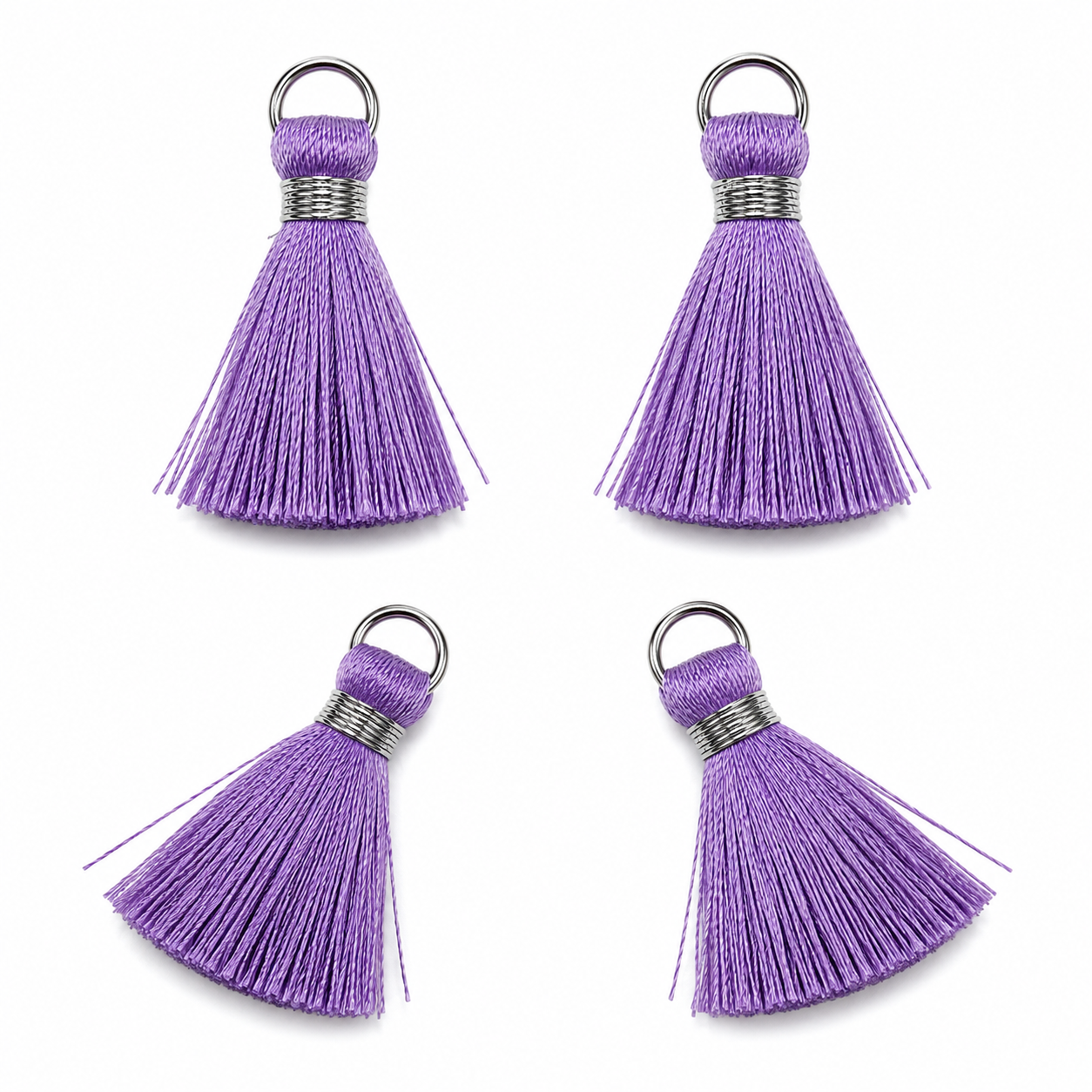 Borlas Hilo Lila Con Argolla Plateada 2.5cm - 10pcs