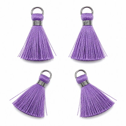 Borlas Hilo Lila Con Argolla Plateada 2.5cm - 10pcs