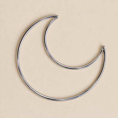 Aro Metálico con Forma de Media Luna Plateado - 1 PCS