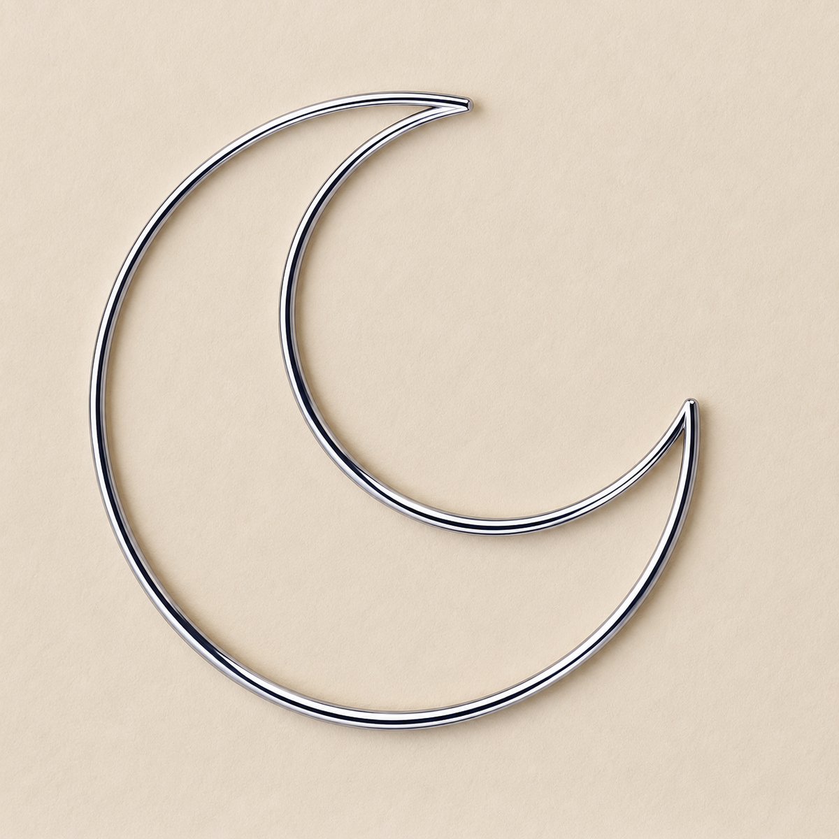 Aro Metálico con Forma de Media Luna Plateado - 1 PCS