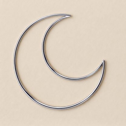 Aro Metálico con Forma de Media Luna Plateado - 1 PCS