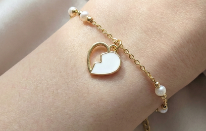 Dije Mitad Corazon Blanco 15x15mm