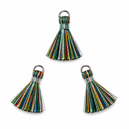 Borlas Hilo Multicolor Con Argolla Plateada 2.5cm - 10pcs