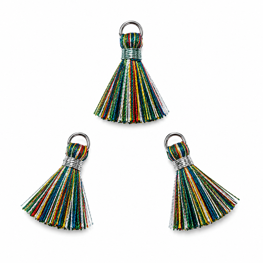 Borlas Hilo Multicolor Con Argolla Plateada 2.5cm - 10pcs