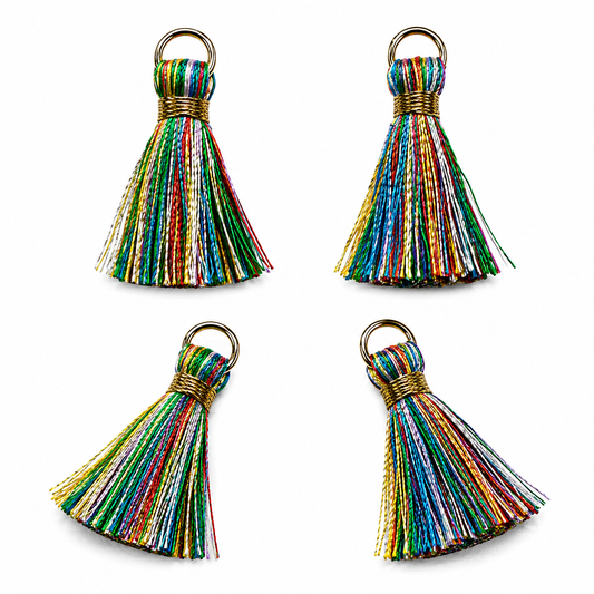 Borlas Hilo Multicolor Con Argolla Dorada 2.5cm - 10pcs