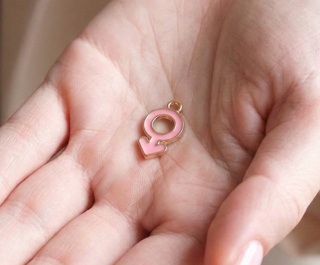 Dije Simbolo Masculino Rosa 10x18mm