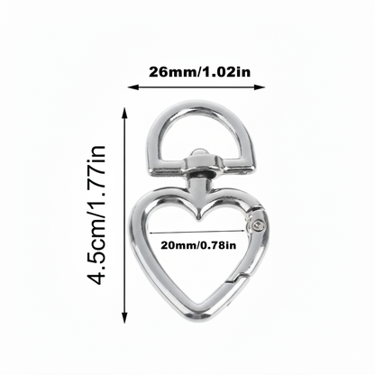 Mosquetón Plateado Forma Corazon - 50 Unid.
