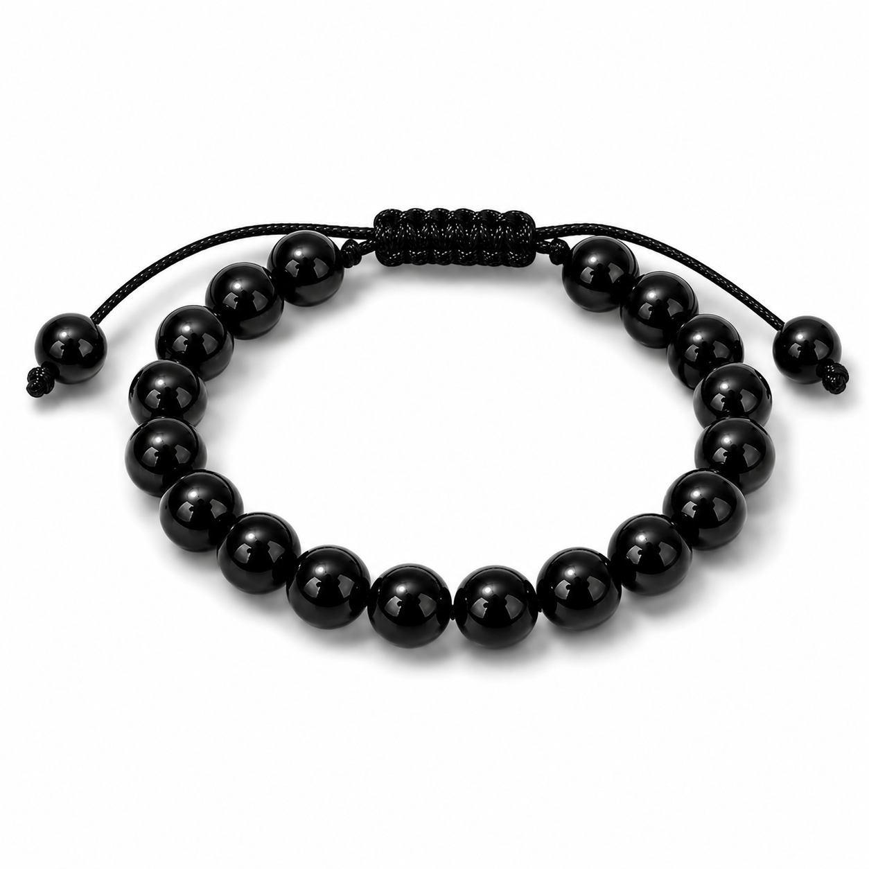 Pulsera Obsidiana Negra Natural Tejida 8mm
