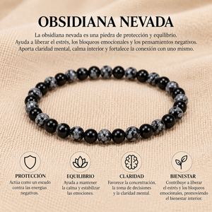 Pulsera Obsidiana Nevada 4mm Elasticada