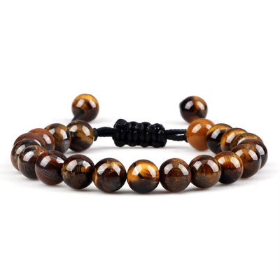 Pulsera Ojo De Tigre Natural Tejida 8mm