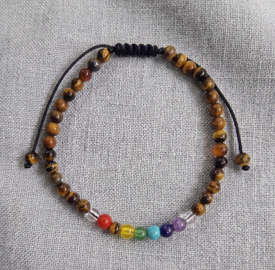 Pulsera 7 chakras Con Ojo de Tigre 4mm