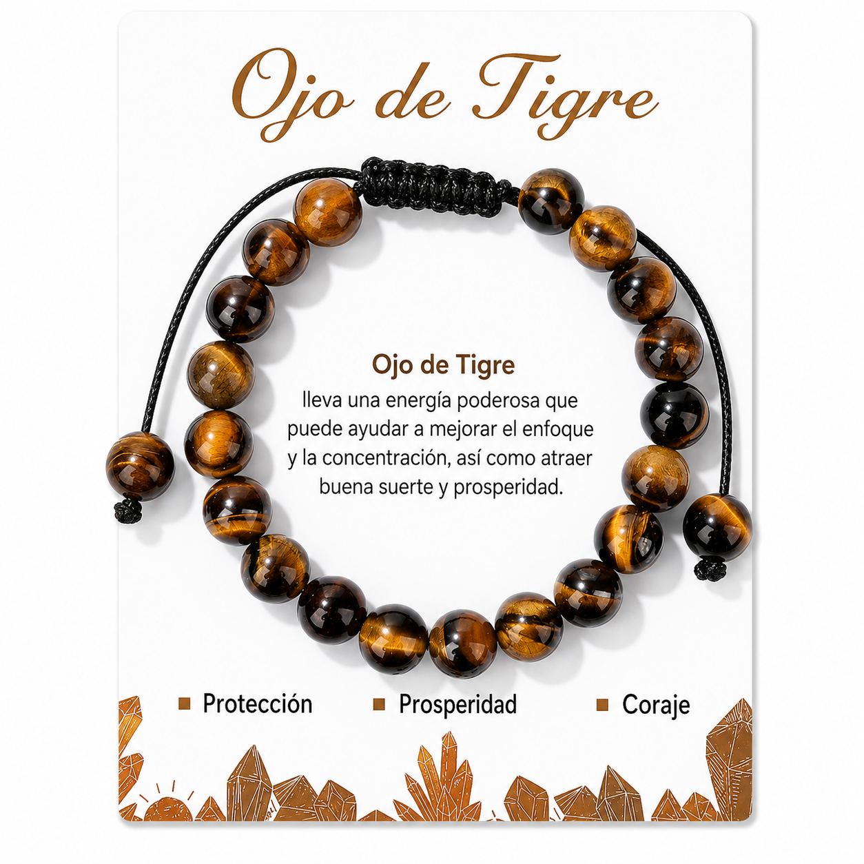 Pulsera Ojo De Tigre Natural Tejida 8mm