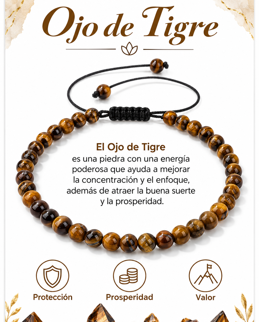 Pulsera Ojo de Tigre 4mm Nudo Corredizo