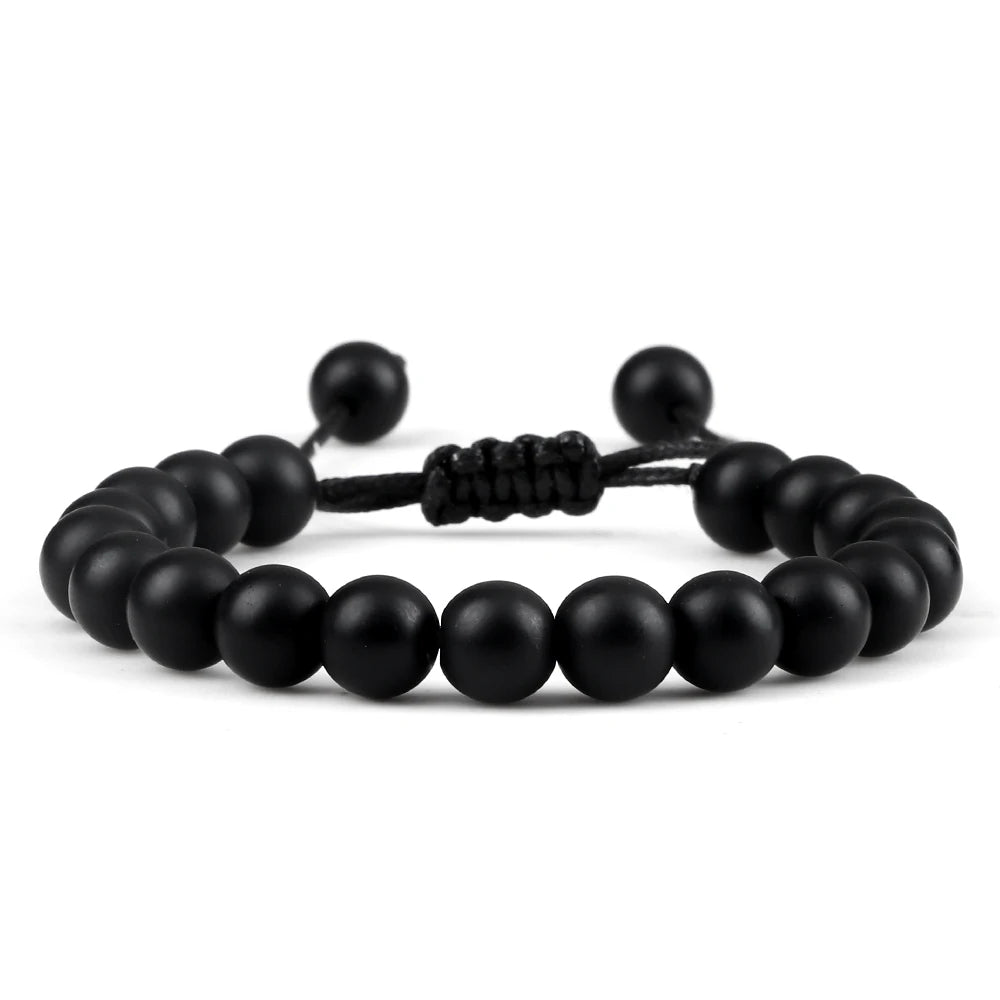 Pulsera Onix Mate Natural Tejida 8mm