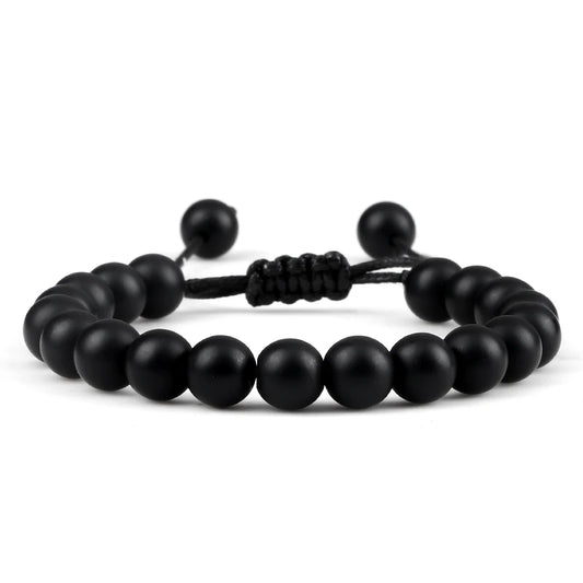 Pulsera Onix Mate Natural Tejida 8mm
