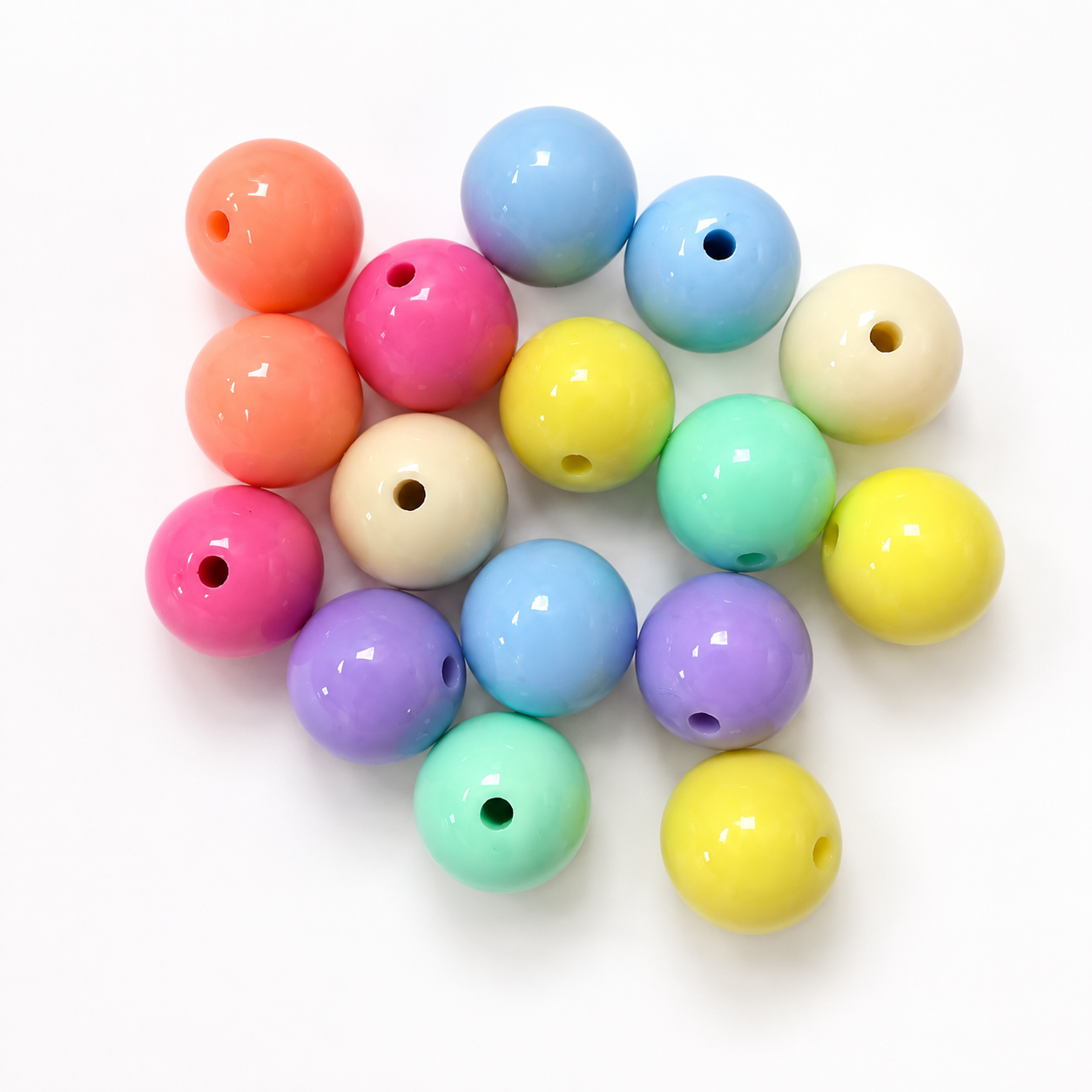Cuentas Acrílicas Color Pastel 18mm - 17pcs