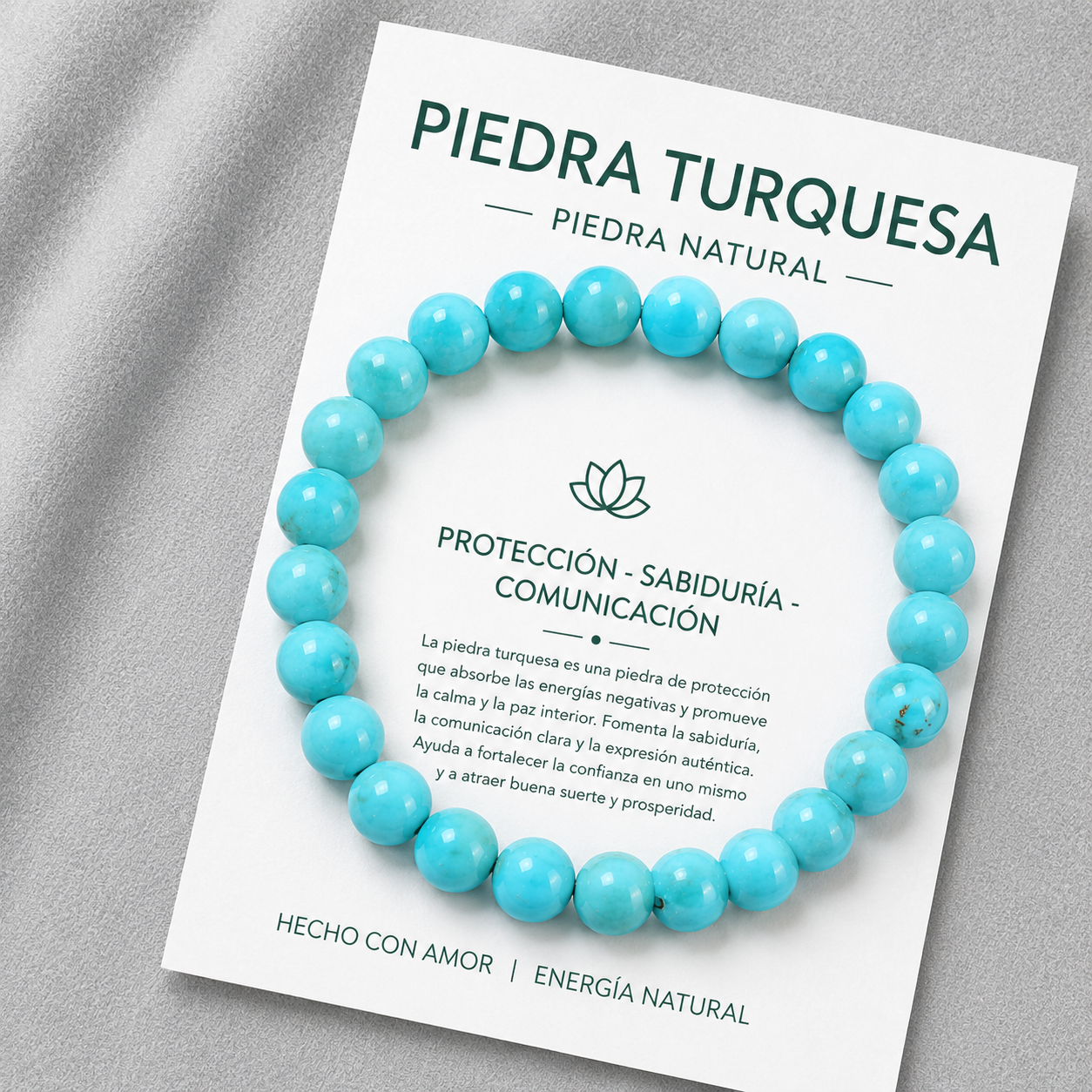 Pulsera Elasticada Turquesa Natural 8mm