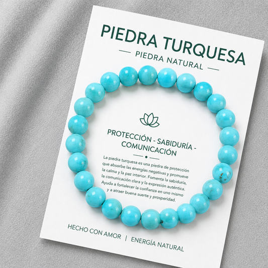 Pulsera Elasticada Turquesa Natural 8mm