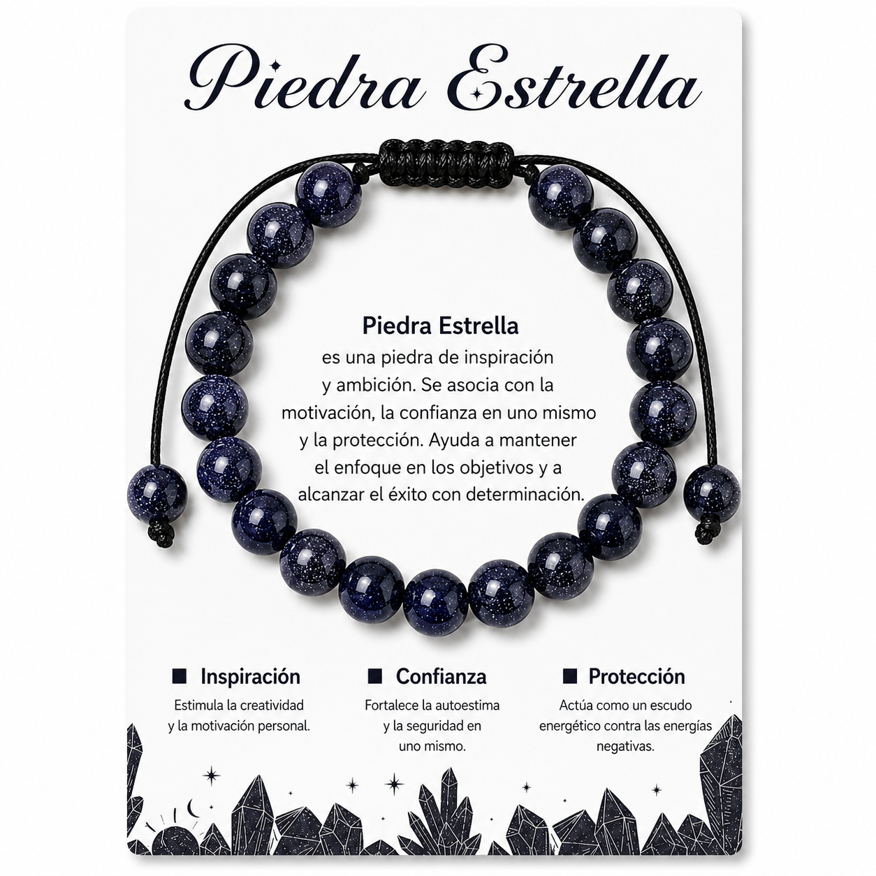 Pulsera Piedra Estrella Natural Tejida 8mm