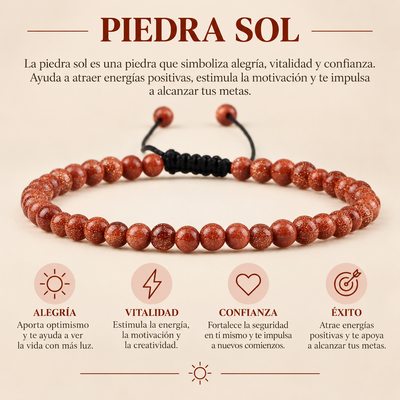Pulsera Piedra Sol 4mm Nudo Corredizo