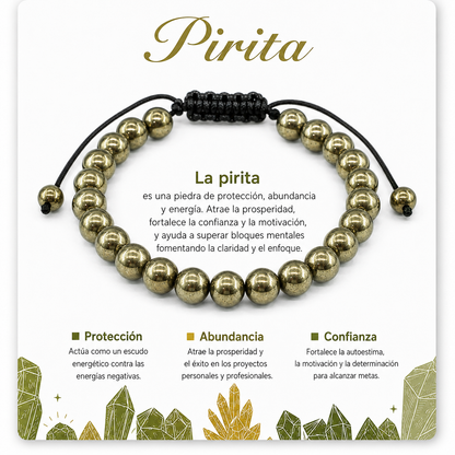 Pulsera Pirita Natural Tejida 8mm