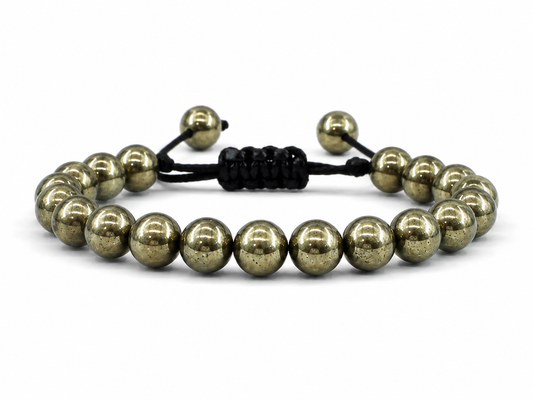 Pulsera Pirita Natural Tejida 8mm