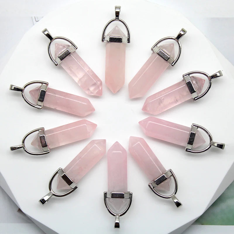 Colgante Punta Cuarzo Rosado