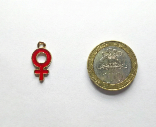 Dije Simbolo Femenino Rojo 10x19mm