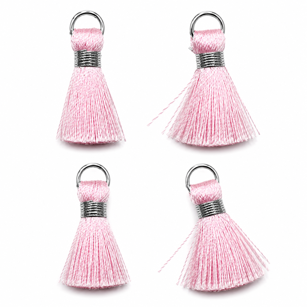 Borlas Hilo Rosado Con Argolla Plateada 2.5cm - 10pcs