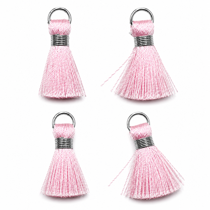 Borlas Hilo Rosado Con Argolla Plateada 2.5cm - 10pcs
