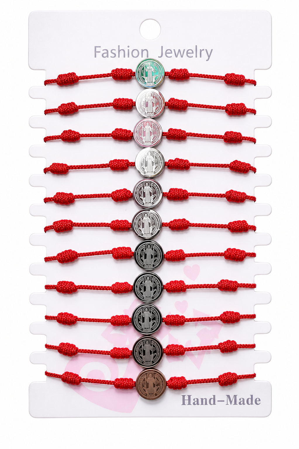12 Pulseras San Benito Acero Nudo Corredizo