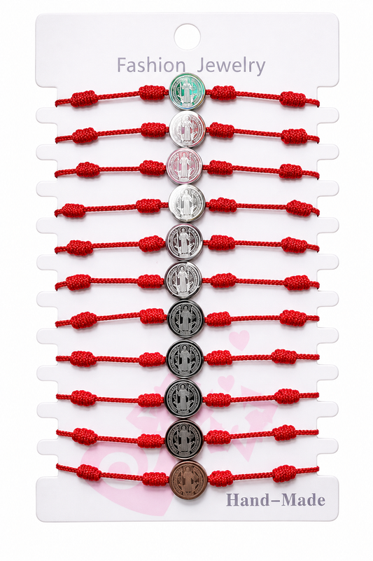 12 Pulseras San Benito Acero Nudo Corredizo