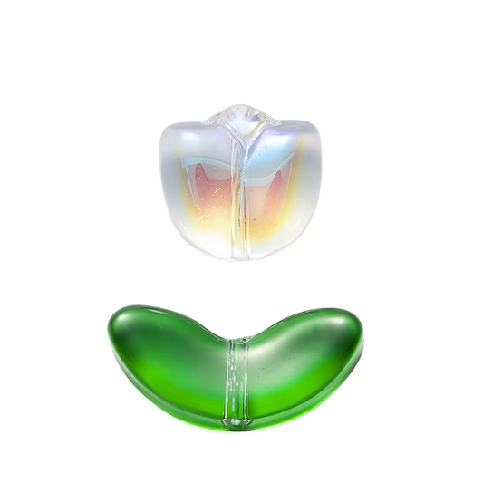 Cuentas Tulipanes Tornasol con Hojas Verdes - 10 Unid