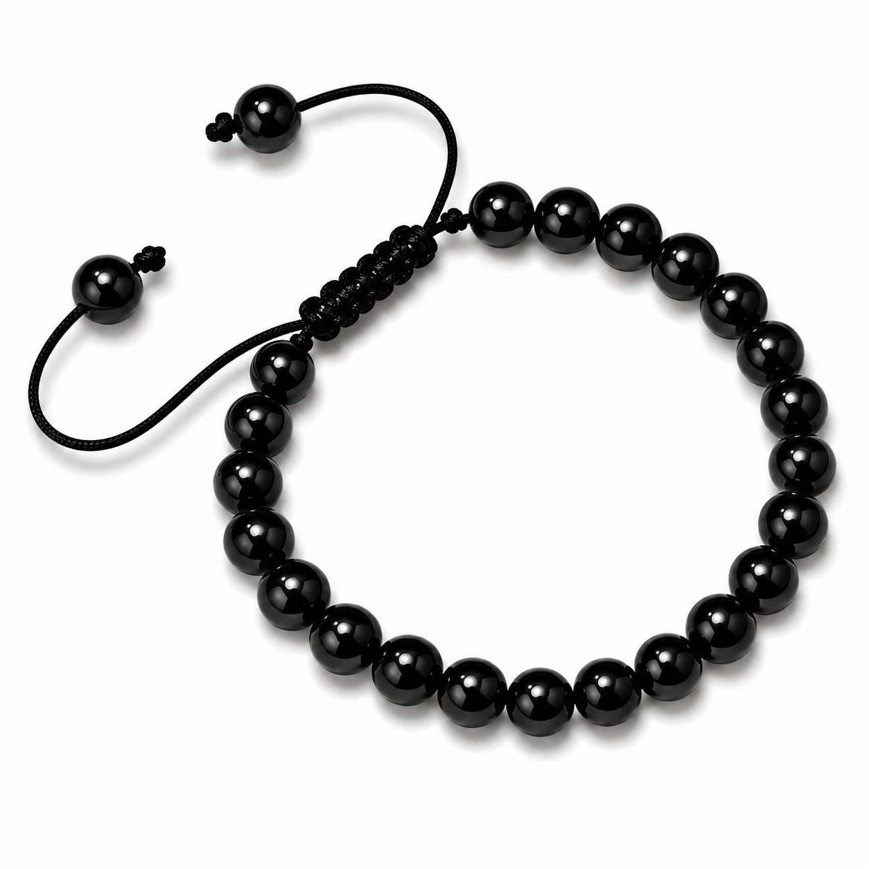 Pulsera Tejida Turmalina Negra 6mm
