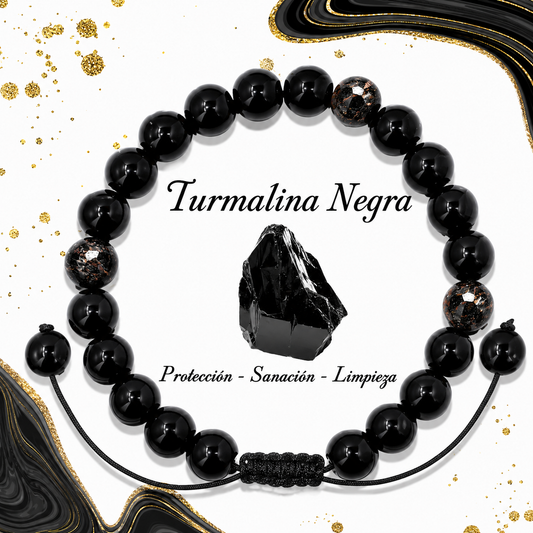 Pulsera Turmalina Natural Tejida 8mm