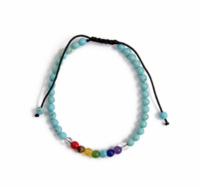 Pulsera 7 chakras Con Piedra Turquesa 4mm
