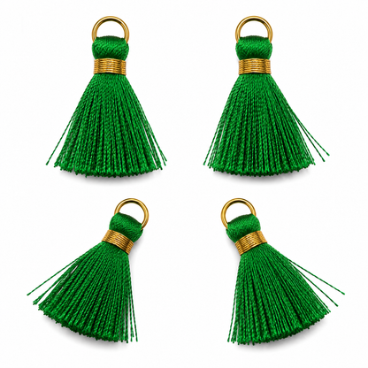 Borlas Hilo Verde Con Argolla Dorada 2.5cm - 10pcs