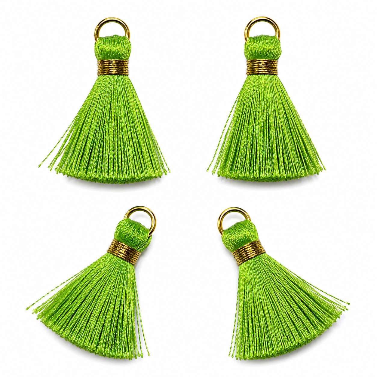 Borlas Hilo Verde Claro Con Argolla Dorada 2.5cm - 10pcs