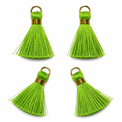 Borlas Hilo Verde Claro Con Argolla Dorada 2.5cm - 10pcs