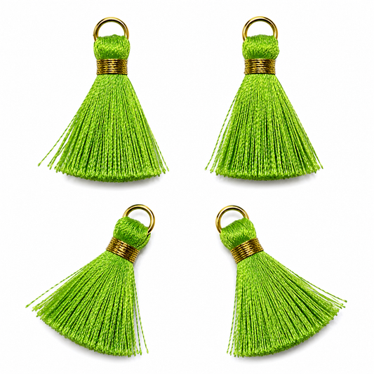 Borlas Hilo Verde Claro Con Argolla Dorada 2.5cm - 10pcs